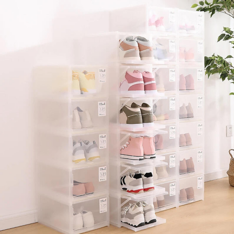 Organizador de zapatos para entrada con diseño apilable, ideal para maximizar el espacio sin sacrificar el estilo y la funcionalidad."